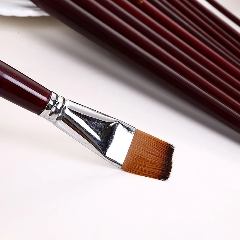 12-Piece Nylon Hair Art Paint Brushes Set for Watercolor, Oil & Acrylic Painting