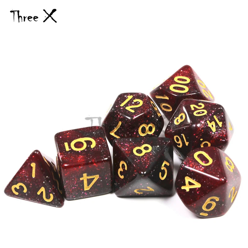 Galaxy Dice Set with Glitter Powder for D&D RPG Tabletop Games - Multiple Colors