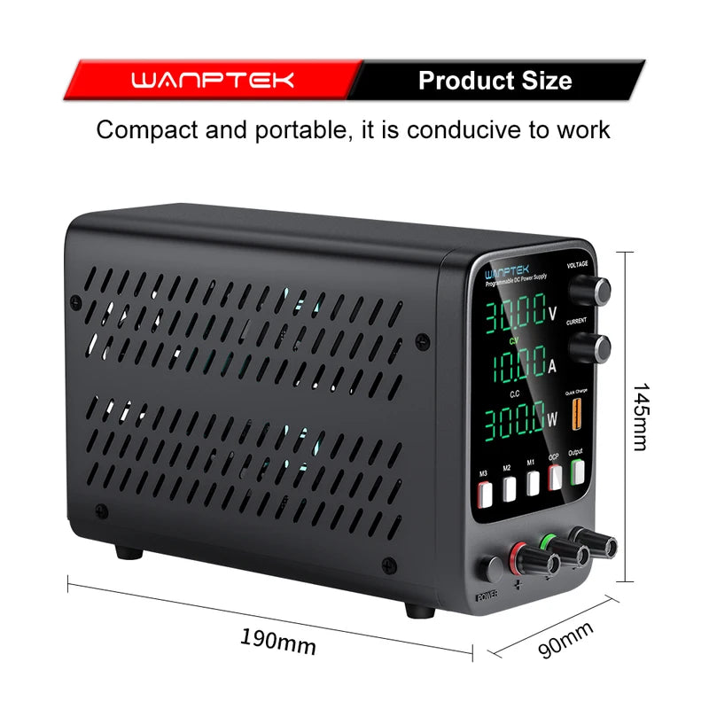 Wanptek Adjustable DC Power Supply 30V 10A Lab Bench Voltage Regulator