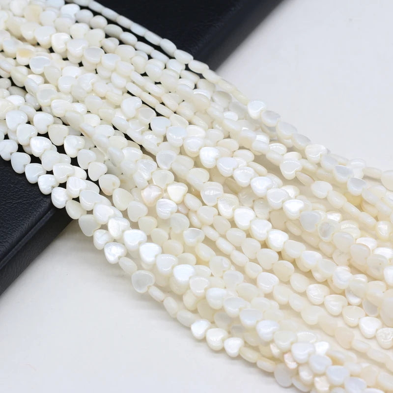 Natural Shell Beads Heart Shape Loose Spacer Beads for Jewelry Making - 6mm