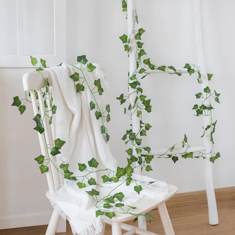 210cm Artificial Hanging Christmas Garland Vine with Green Leaves for Outdoor Home & Wedding Decor