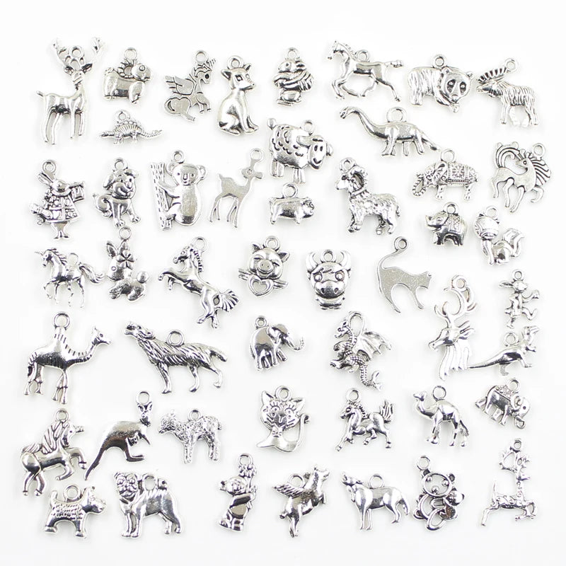 30pcs Charms Sun Moon Horse Crown Leaf Fish Clover Jewelry Making Findings