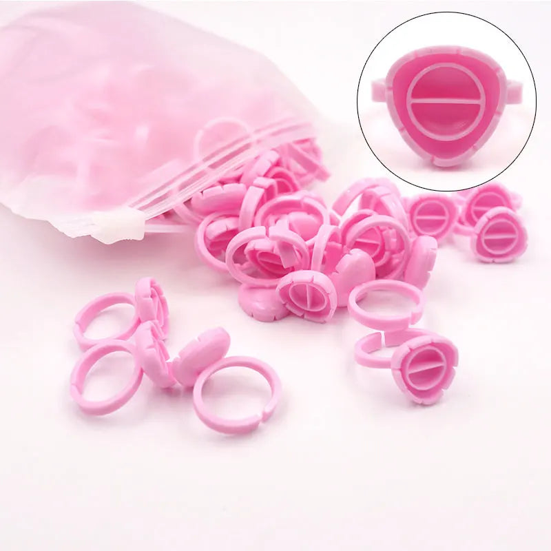 100pcs Eyelash Extension Glue Holder Cups Fan Lash Makeup Tool