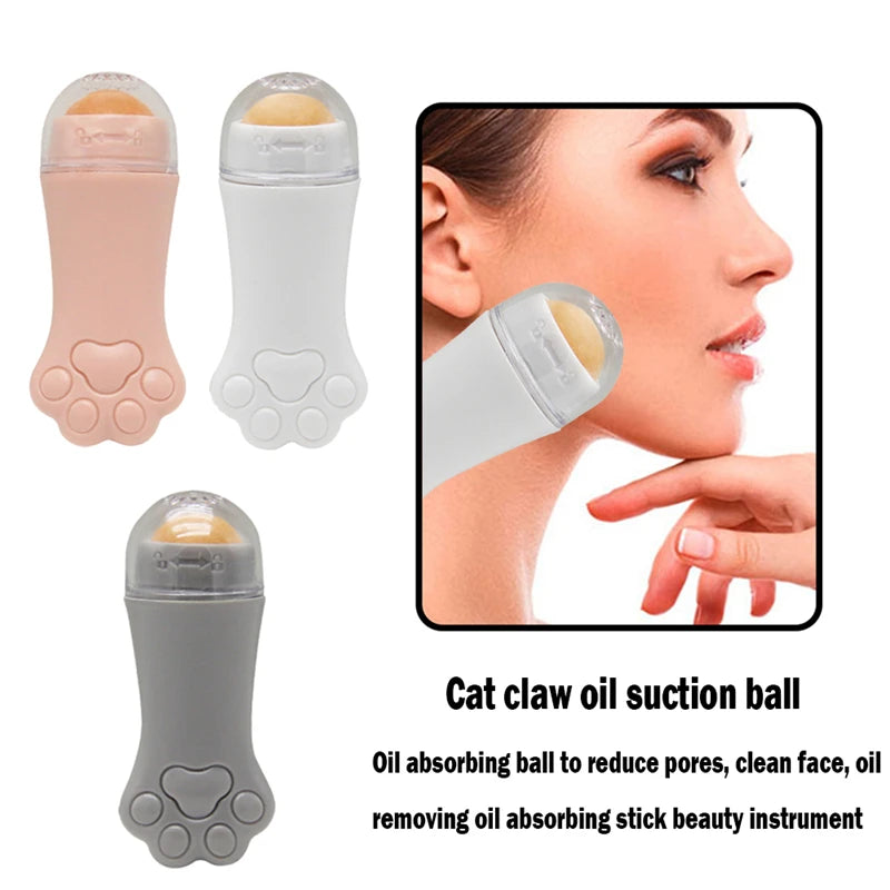 Face Oil Absorbing Roller with Volcanic Stone - Reusable Facial Massager & Pore Cleaner