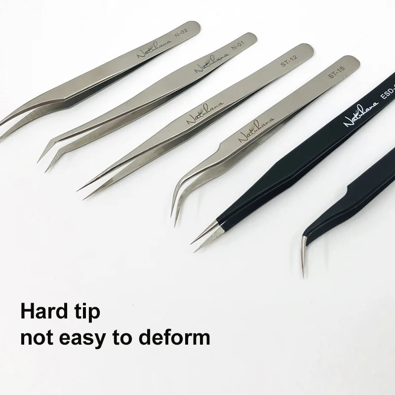 Eyelash Extension Tweezers - Anti-Static, Precision, Curved & Straight Makeup Tool