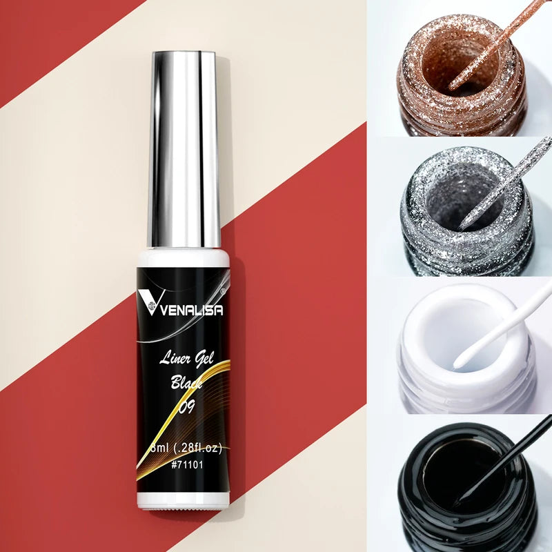 Nail Art Gel Kit with Glitter Colors - 8ml French & DIY Painting Gel for Manicure
