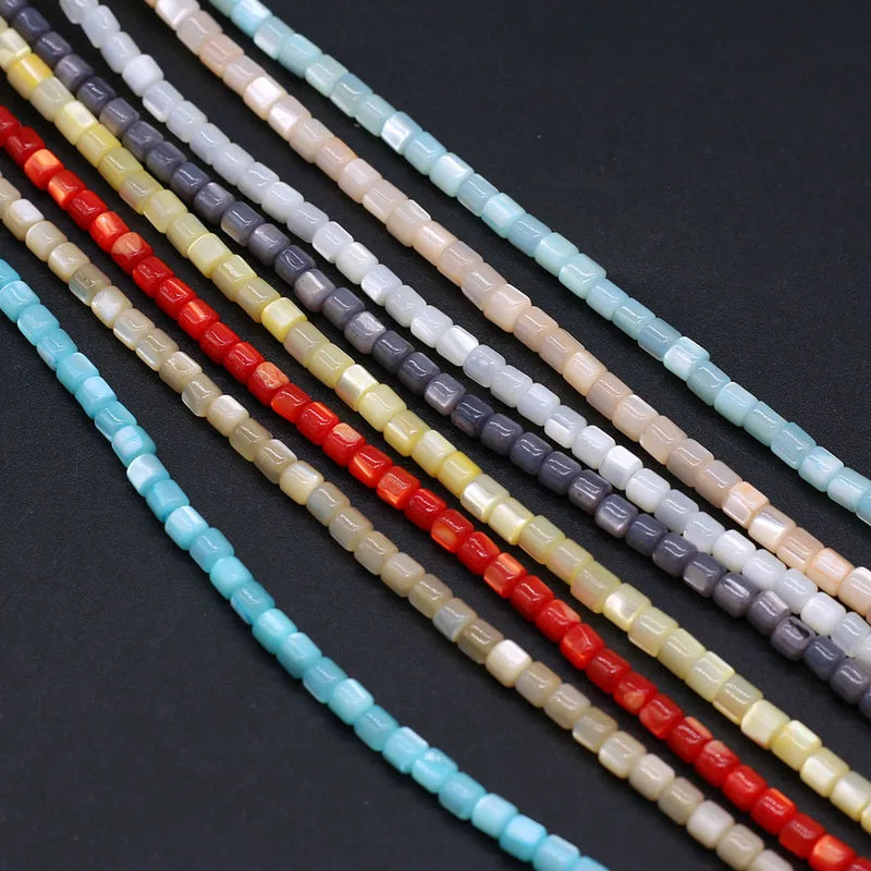 Natural Freshwater Shell Beads 3.5mm Cylindrical Loose Jewelry Making Supplies