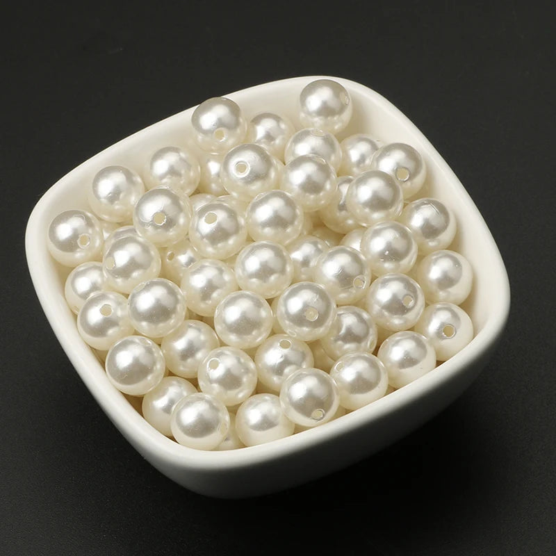 Pearl Beads Set - 4mm to 20mm Imitation Loose Round Beads for Jewelry Making