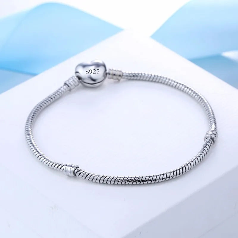 Handmade Sterling Silver Charm Bracelet for Women & Men - Adjustable Heart Shape Bangle