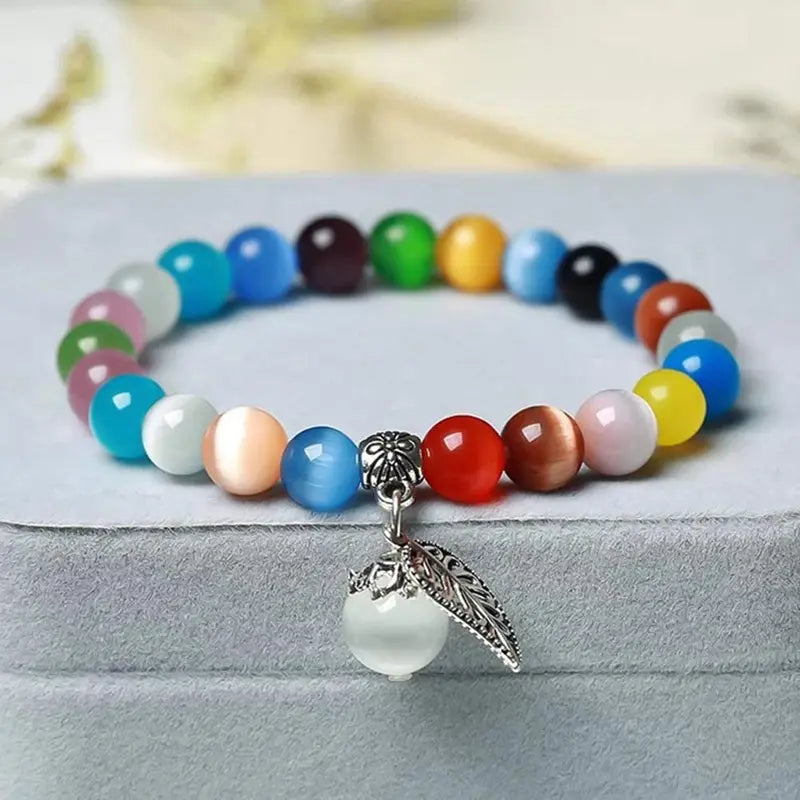 Natural Stone Glass Beads for Jewelry Making - Pink Cat Eye Opal Loose Beads 4-12mm, 15 Inch Strand
