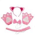 Cat Ear Cosplay Headband Tutu Skirt Tail Gloves Set for Halloween Carnival Birthday