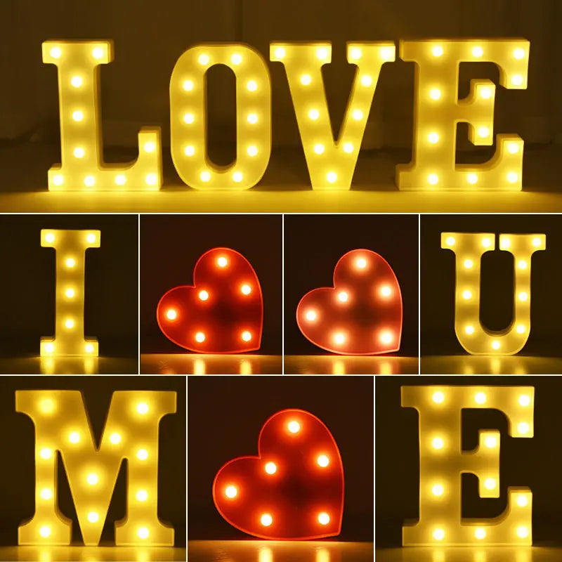 Letter LED Light Set - Alphabet & Number Night Light Decor for Home & Events