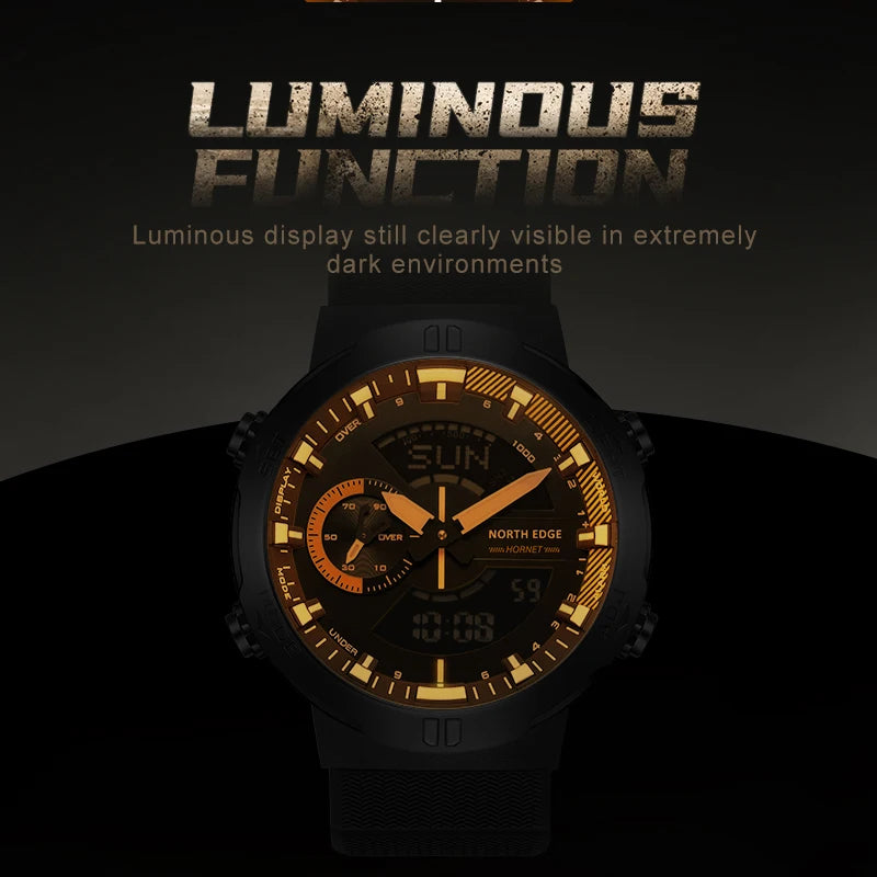 Men's Digital Sports Watch Waterproof 50M with World Time & Illuminator