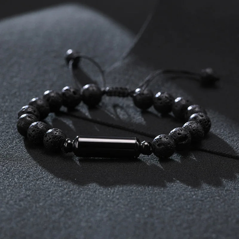 Men Urn Bracelet Beaded Cremation Jewelry for Ashes Adjustable Memorial Accessory