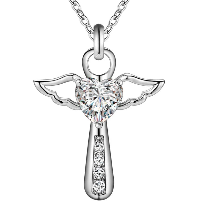 Women’s Silver Color Plated Necklace Cross Pendant Jewelry for Weddings & Gifts