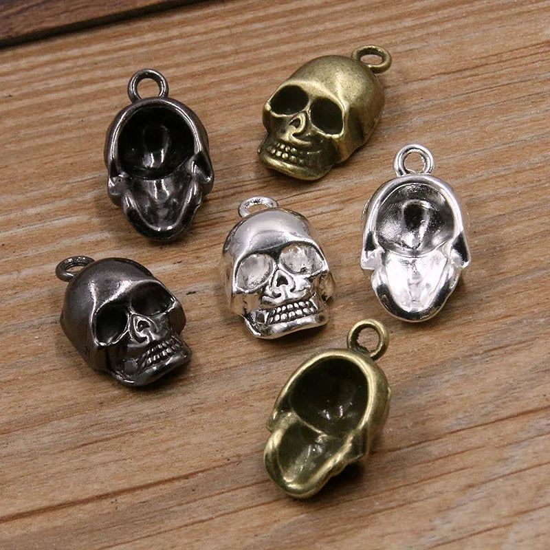10Pcs Skull Ghost Charms for Halloween Jewelry DIY Vintage Pendants