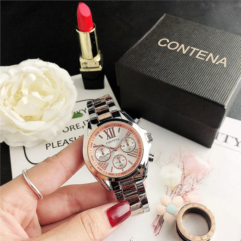 Women's Luxury Rose Gold Quartz Watch with Stainless Steel Bracelet - Multiple Colors