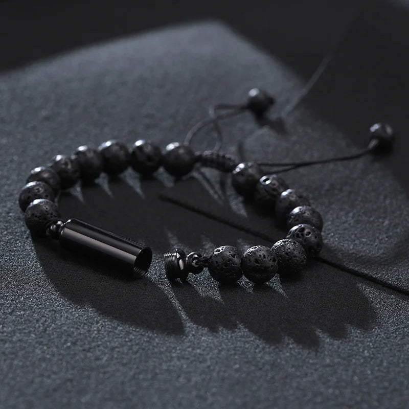 Men Urn Bracelet Beaded Cremation Jewelry for Ashes Adjustable Memorial Accessory
