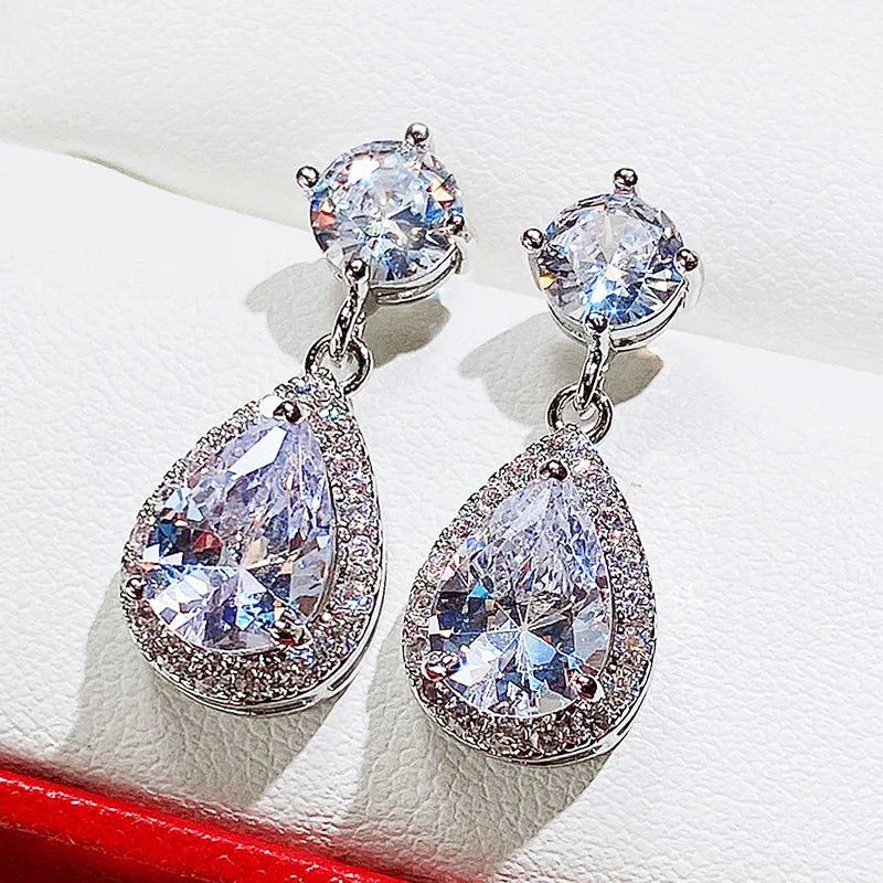 Elegant Female Dangle Earrings with Bright Cubic Zirconia Jewelry Gift for Women