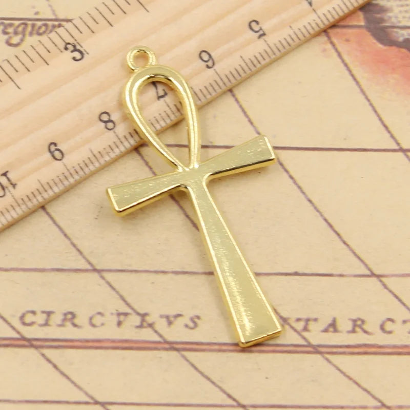 Cross Pendant Charms Egyptian Ankh Life Symbol Jewelry Making Supplies 10pcs