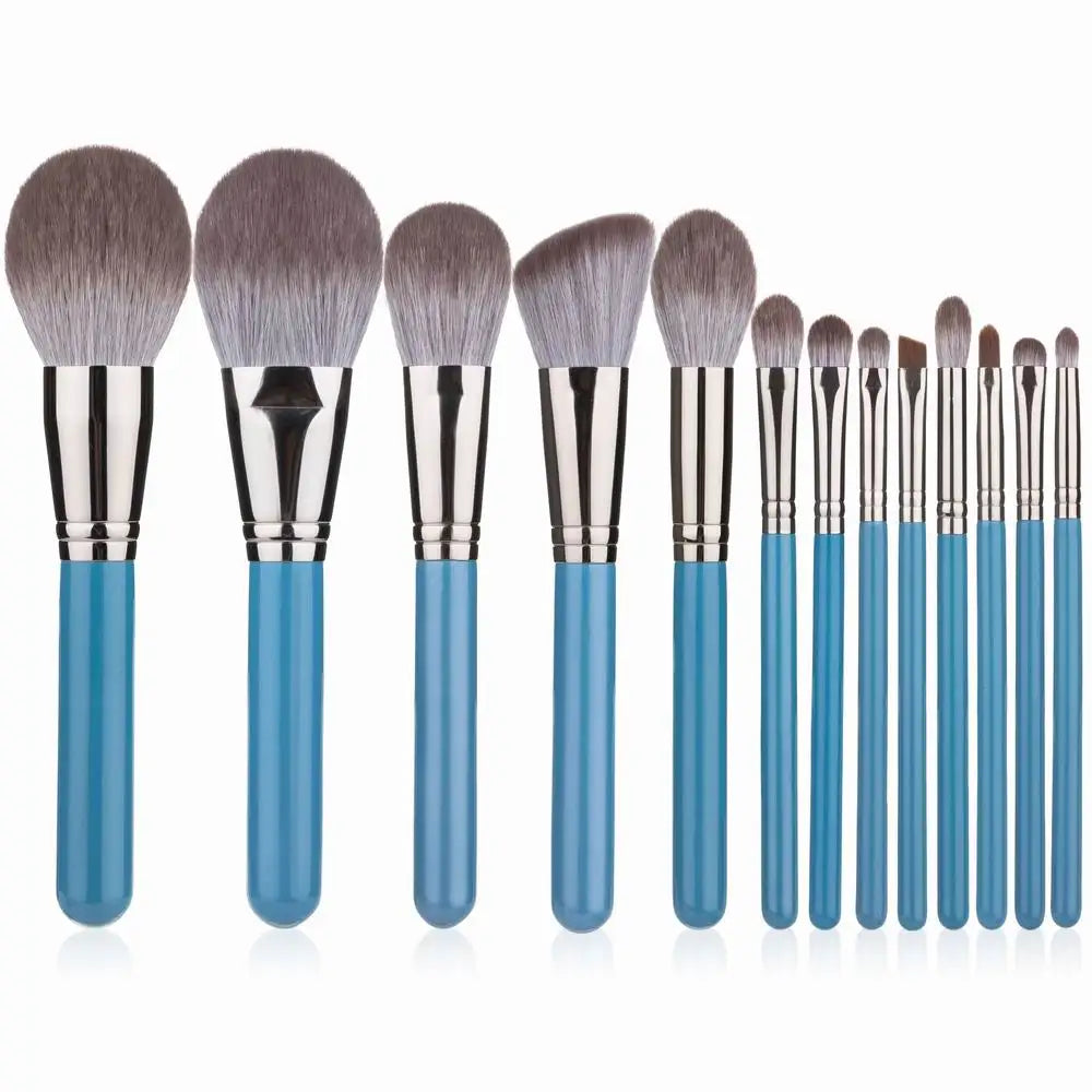 Professional 13-Piece Makeup Brush Set with Leather Bag - Soft Hair Cosmetic Tools