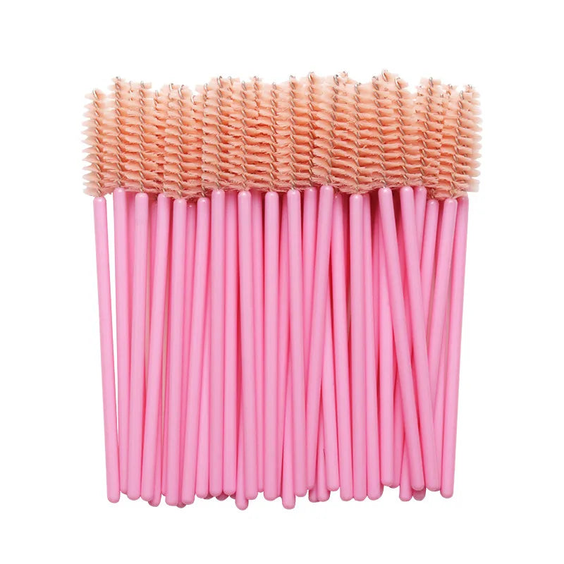50pcs Disposable Nylon Mascara Wands with Blue Handles for Lash Extensions & Makeup