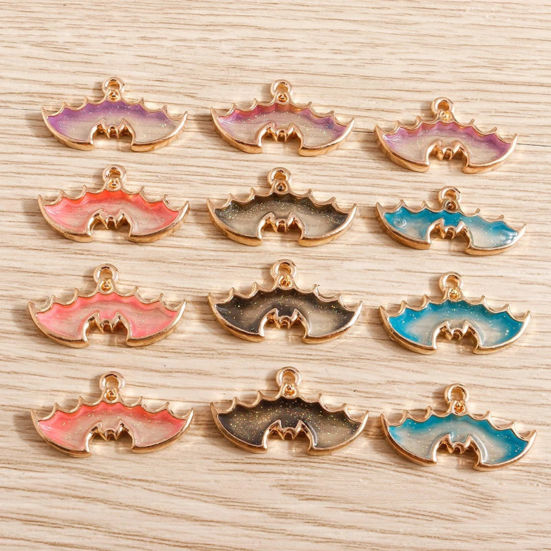 Halloween Charms 10pcs Set for Jewelry Making Pumpkin Bat Ghost Pendants