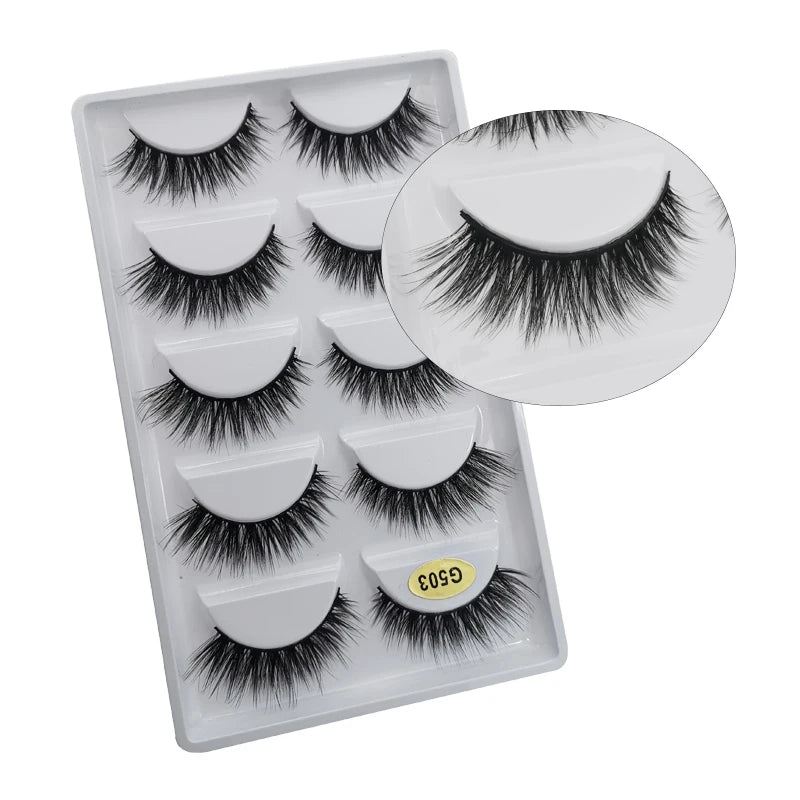 Wholesale 3D Faux Mink Lashes - Natural Long Wispy False Eyelashes Set