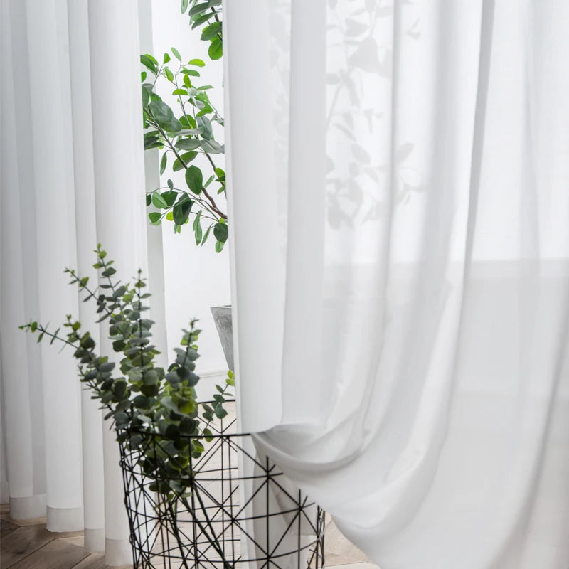 Super Soft Snow White Sheer Curtain Panels for Living Room & Bedroom