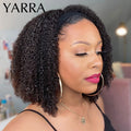 Kinky Curly Human Hair Headband Wig for Black Women - Full Machine Made, Brazilian Remy, 180% Density