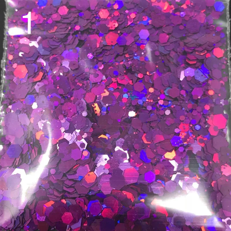 Cosmetic Grade Holographic Glitter Mix Bundle - 25 Colors, Chunky & Fine For Nails, Makeup & Crafts