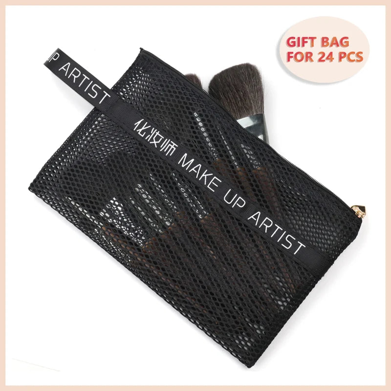 Natural Goat Hair Makeup Brushes Set Professional Kit - Blending & Shader