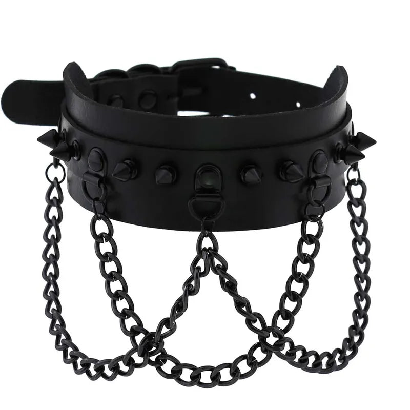 Halloween Emo Gothic Choker Necklace Set for Women Men Punk Spike Rivet Heart Jewelry