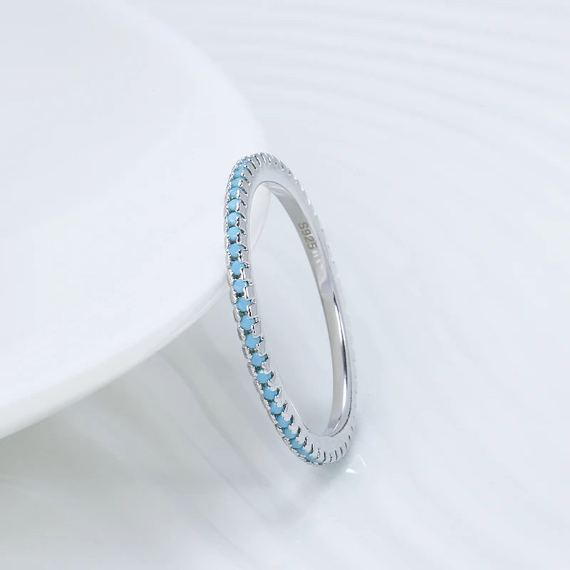 Trendy Tibetan Silver Turquoise Charm Stackable Ring for Women - Fine Jewelry