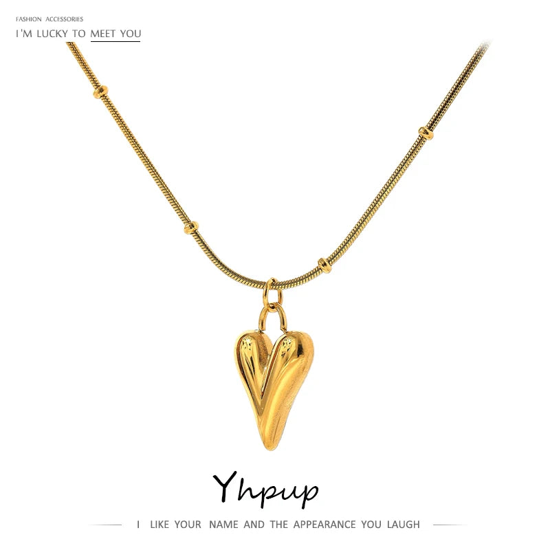 Women’s Heart Pendant Chain Necklace - Stainless Steel Choker Jewelry, Gift Idea