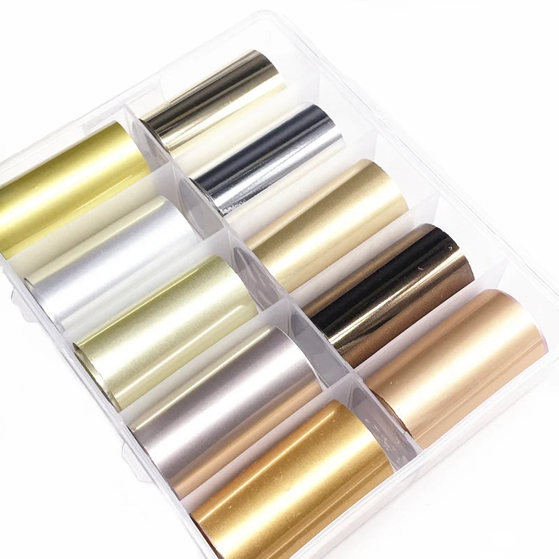 Metal Nail Foils for Transfer & Nail Art Decor - Chameleon, Neon & Champagne Wraps
