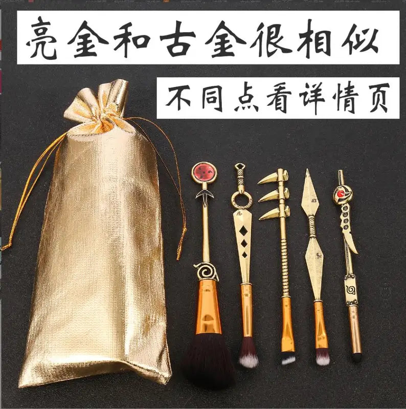 Anime Makeup Brush Set 5-Piece Collection with Carrying Bag - Japanese Inspired Design