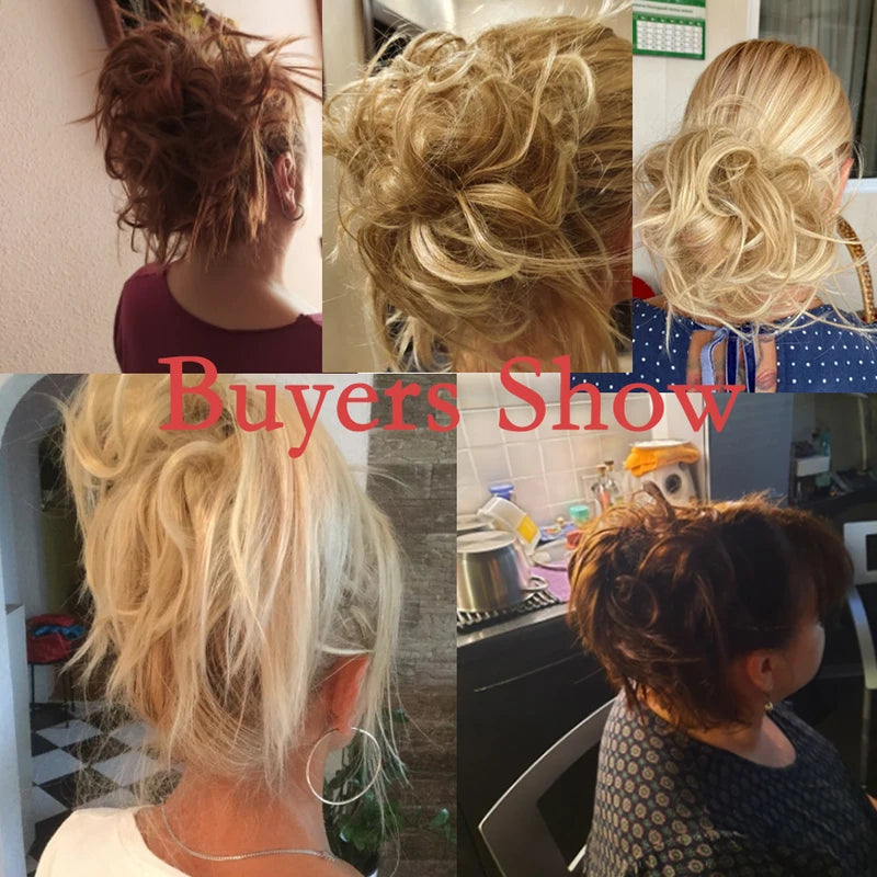 Messy Hair Bun Piece for Women - Fluffy Tousled Updo Scrunchie - Synthetic Wavy Hair Extension