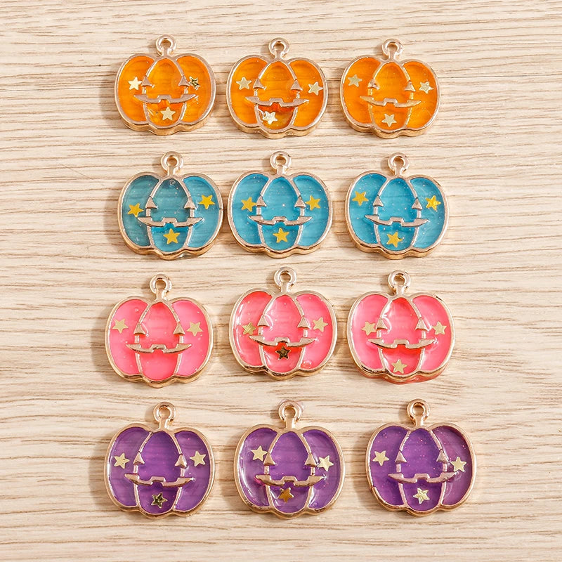 Halloween Charms 10pcs Set for Jewelry Making Pumpkin Bat Ghost Pendants