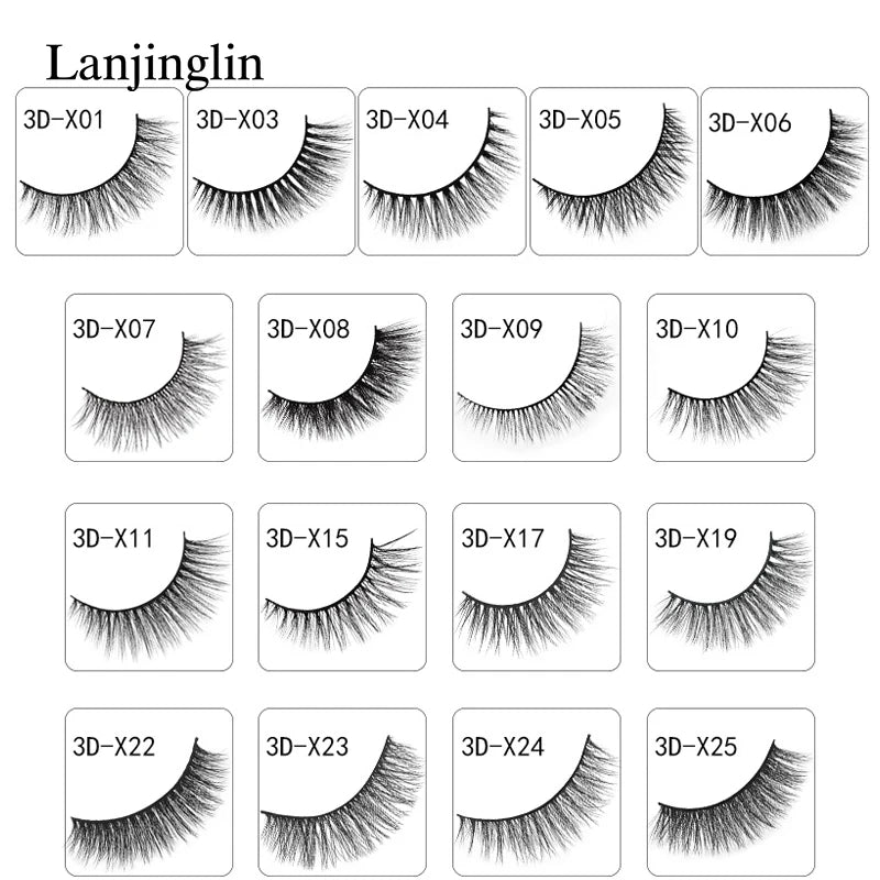 3 Pairs Natural Long Wispy False Eyelashes - Soft 3D Mink Fluffy Makeup Extension
