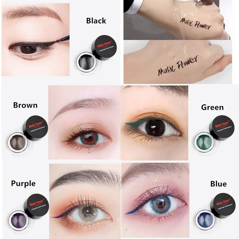 Waterproof Gel Eyeliner Kit 2-in-1 Long-Lasting Eye Makeup Set with Brushes