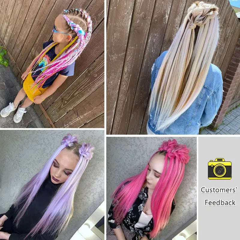 Synthetic Hair Extensions 26 Inches Pink Blonde Twist Jumbo Braid Bulk