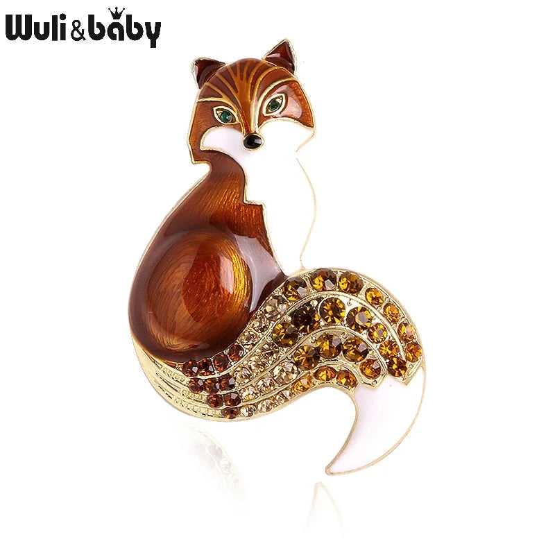 Animal-Themed Rhinestone Enamel Fox Brooch Pin for Women Party & Casual Wear