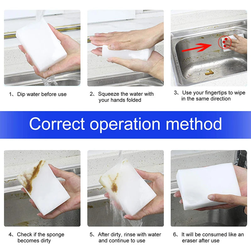 Melamine Sponge Magic Eraser Cleaning Sponges for Household & Kitchen - 5/10/20/50/100pcs