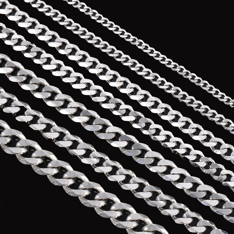 Men's Stainless Steel Cuban Link Chain Necklace - Multiple Lengths & Colors