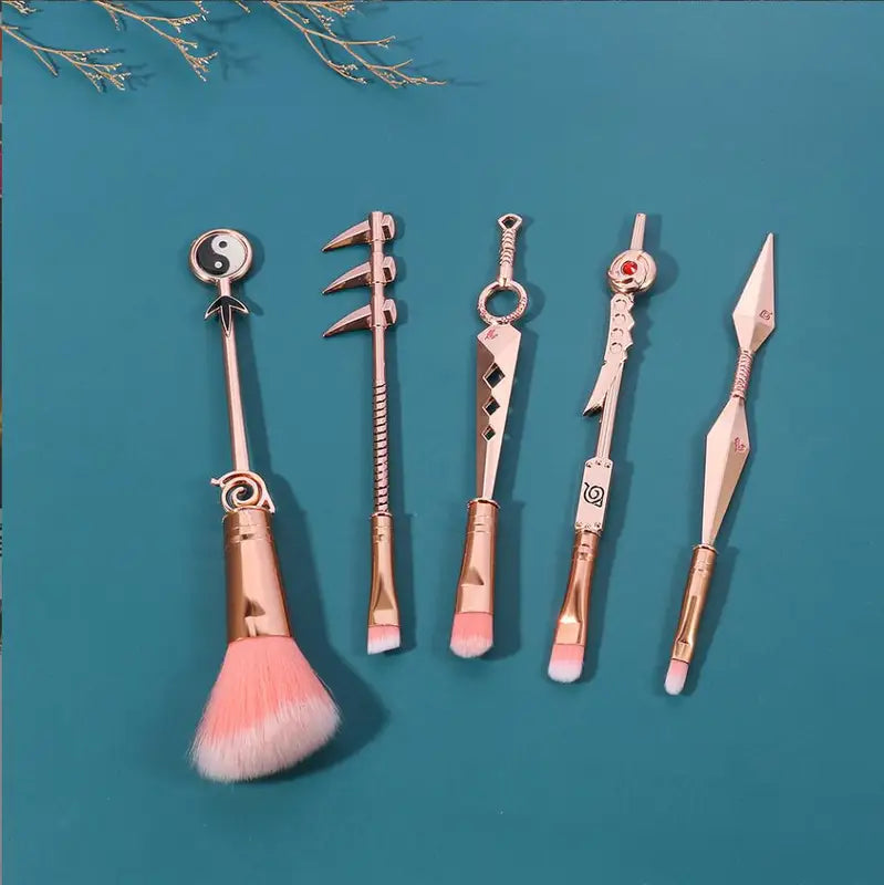 Anime Makeup Brush Set 5-Piece Collection with Carrying Bag - Japanese Inspired Design