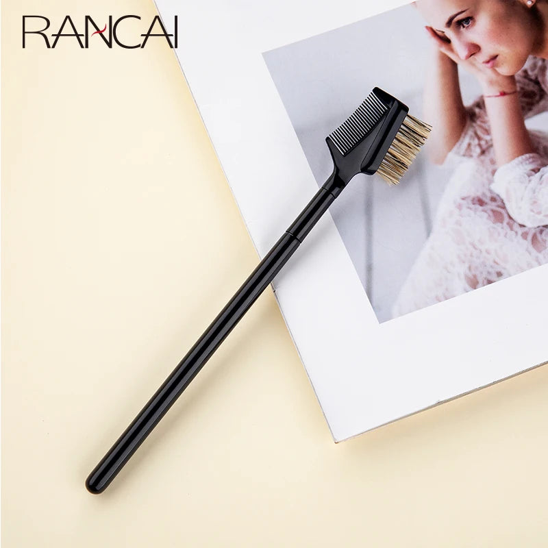 Double Headed Eyelash & Eyebrow Comb Makeup Brush - Wooden Handle