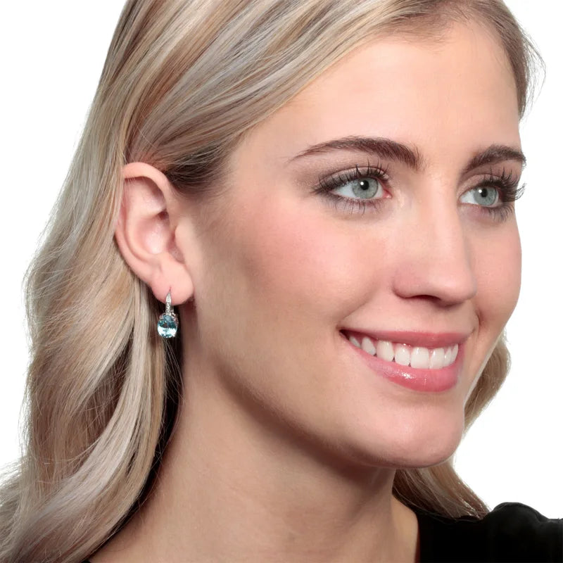 925 Sterling Silver Earrings with Colorful Gemstones and 18k Gold Ear Buckle for Women