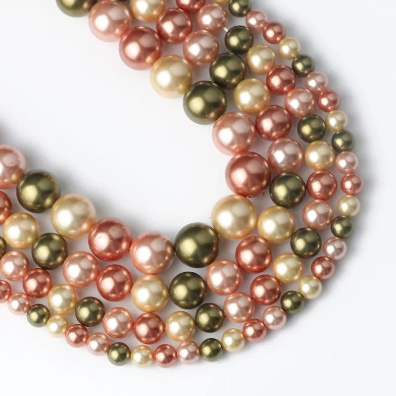 15 Colors Shell Pearls Beads for Jewelry Making Natural Shell Round Loose Spacer Beads