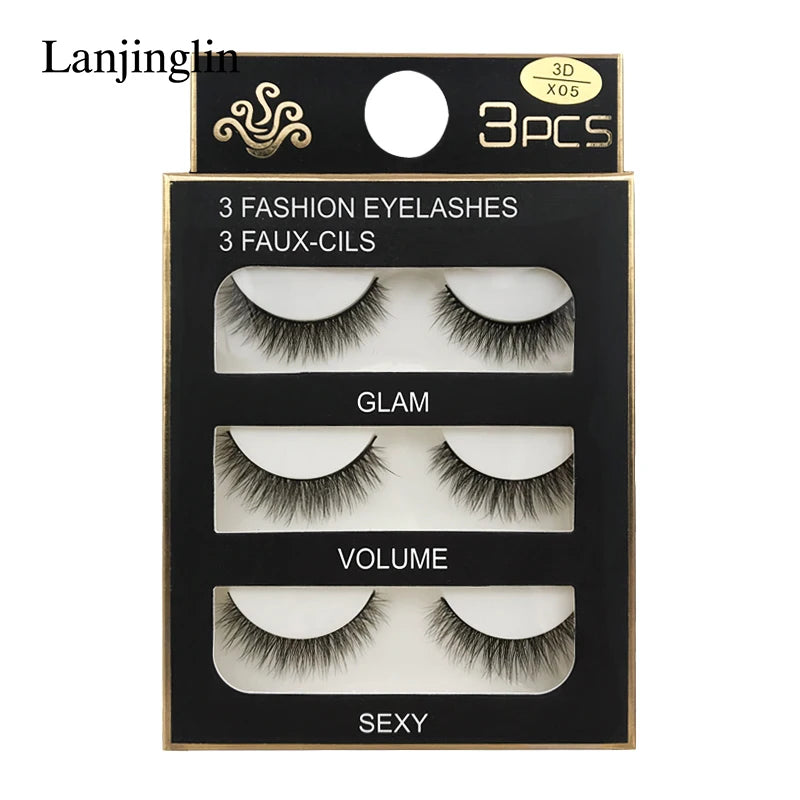 False Eyelash Sets 3D Faux Mink Full Strip Lashes Natural Short Style Wholesale